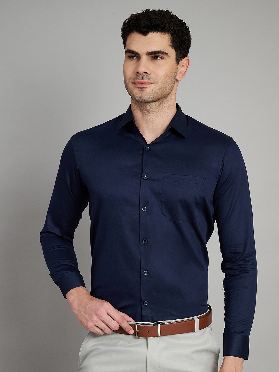 Navy Blue Mens Formal Shirt