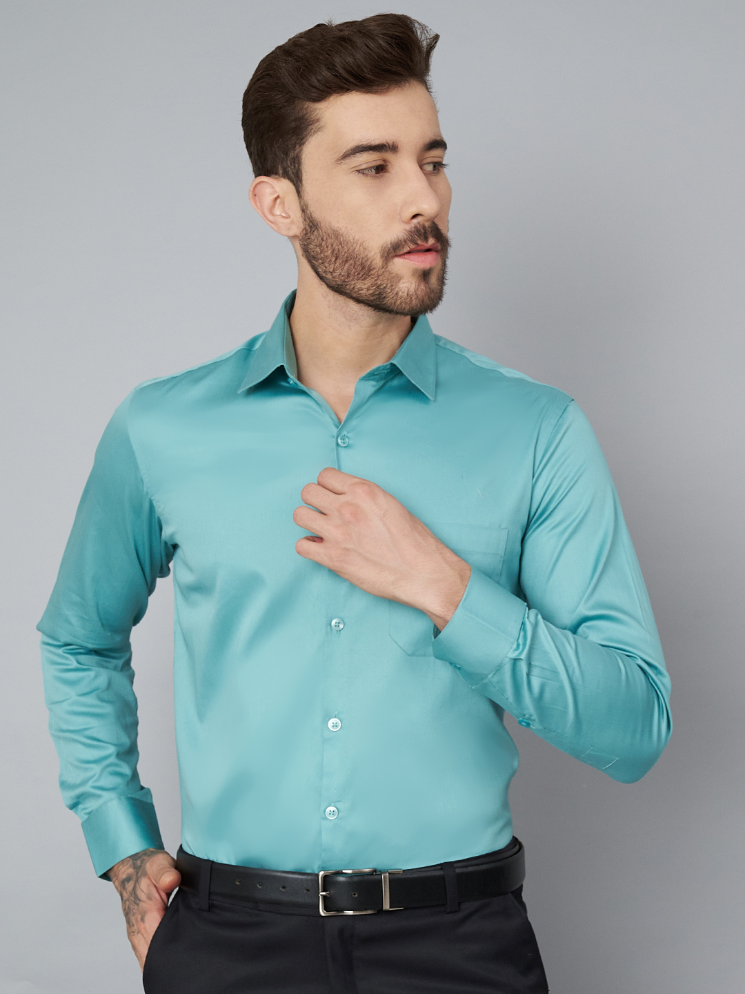 Green Blue Mens Formal Shirt