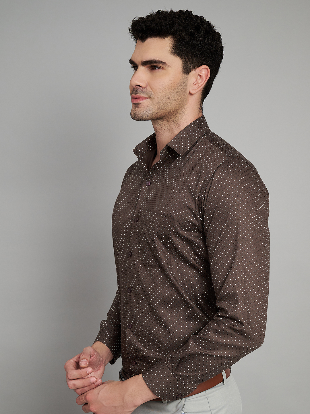 Brown Mens Formal Shirt