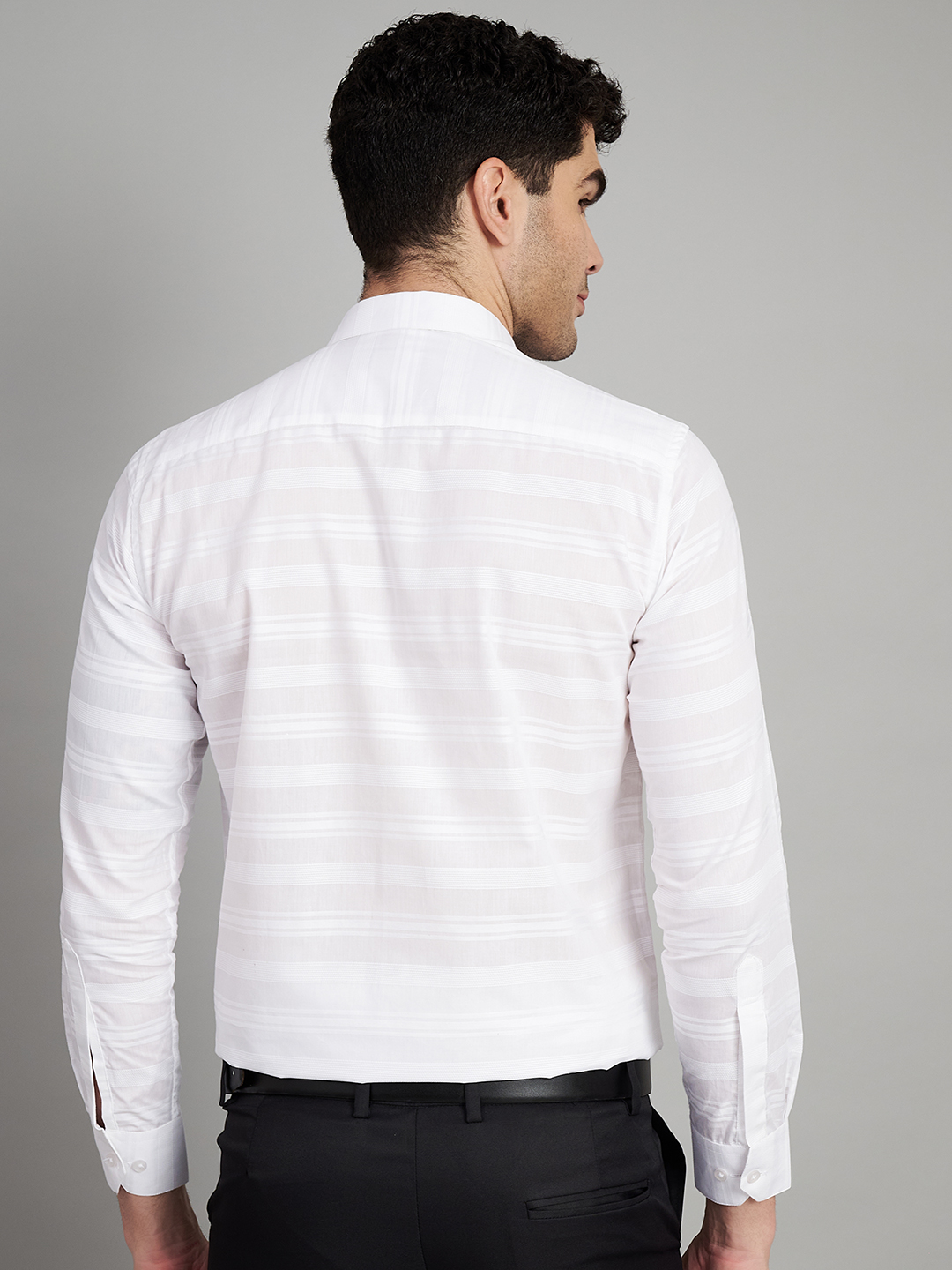 White Mens Stripe Formal Shirt