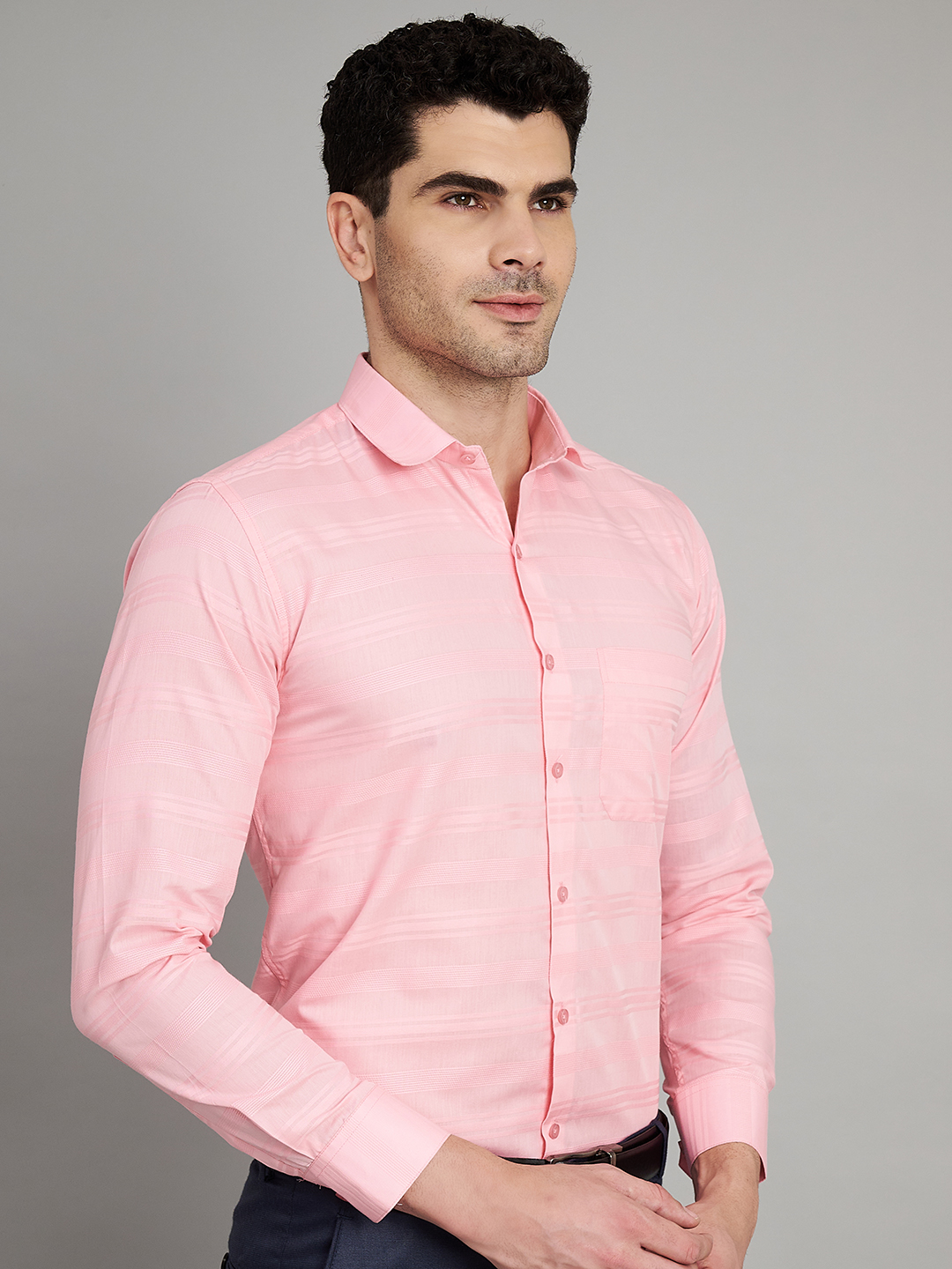 Pink Stripe Mens Formal Shirt