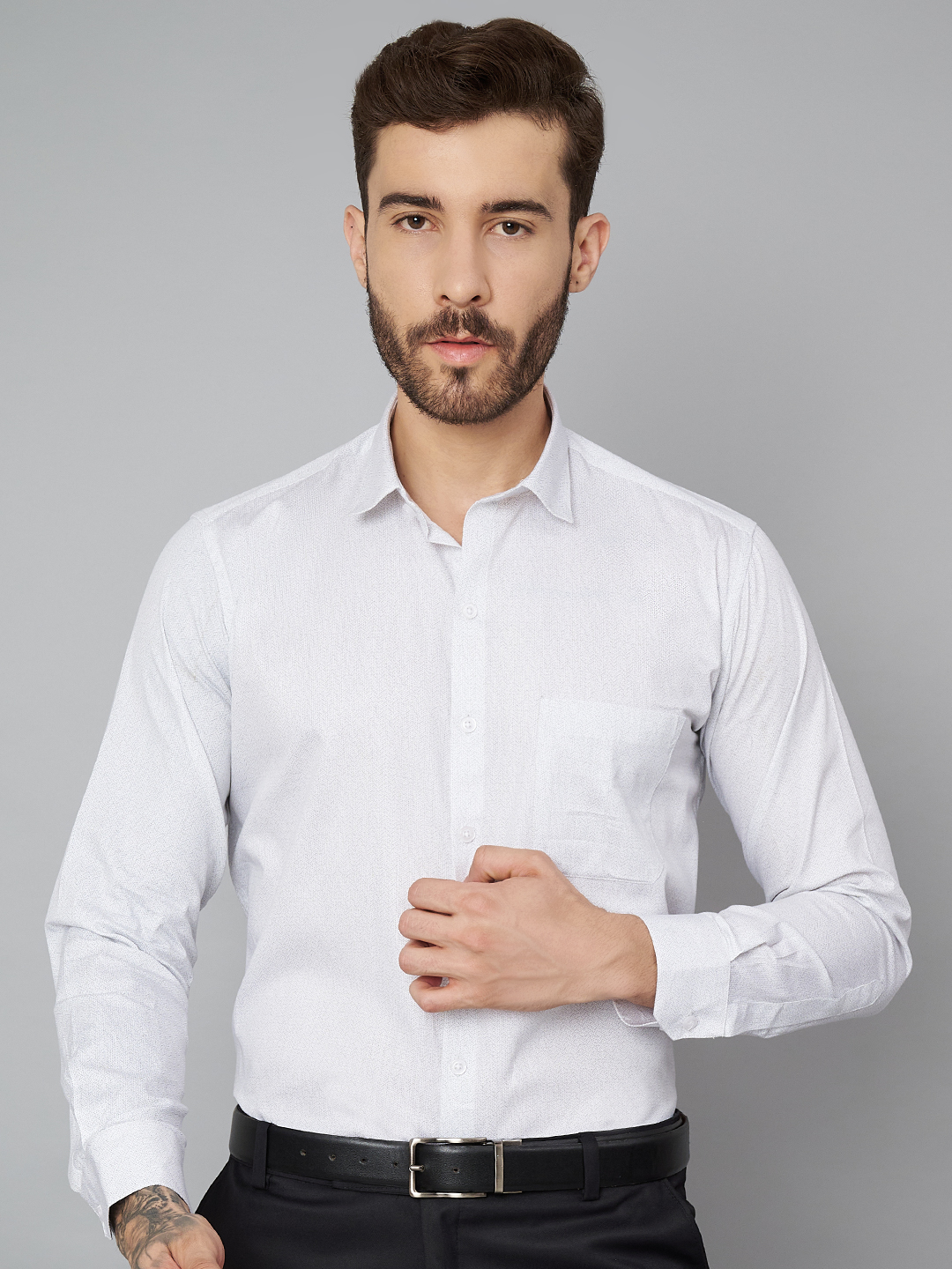 White Printed Mens Formal Shirt A