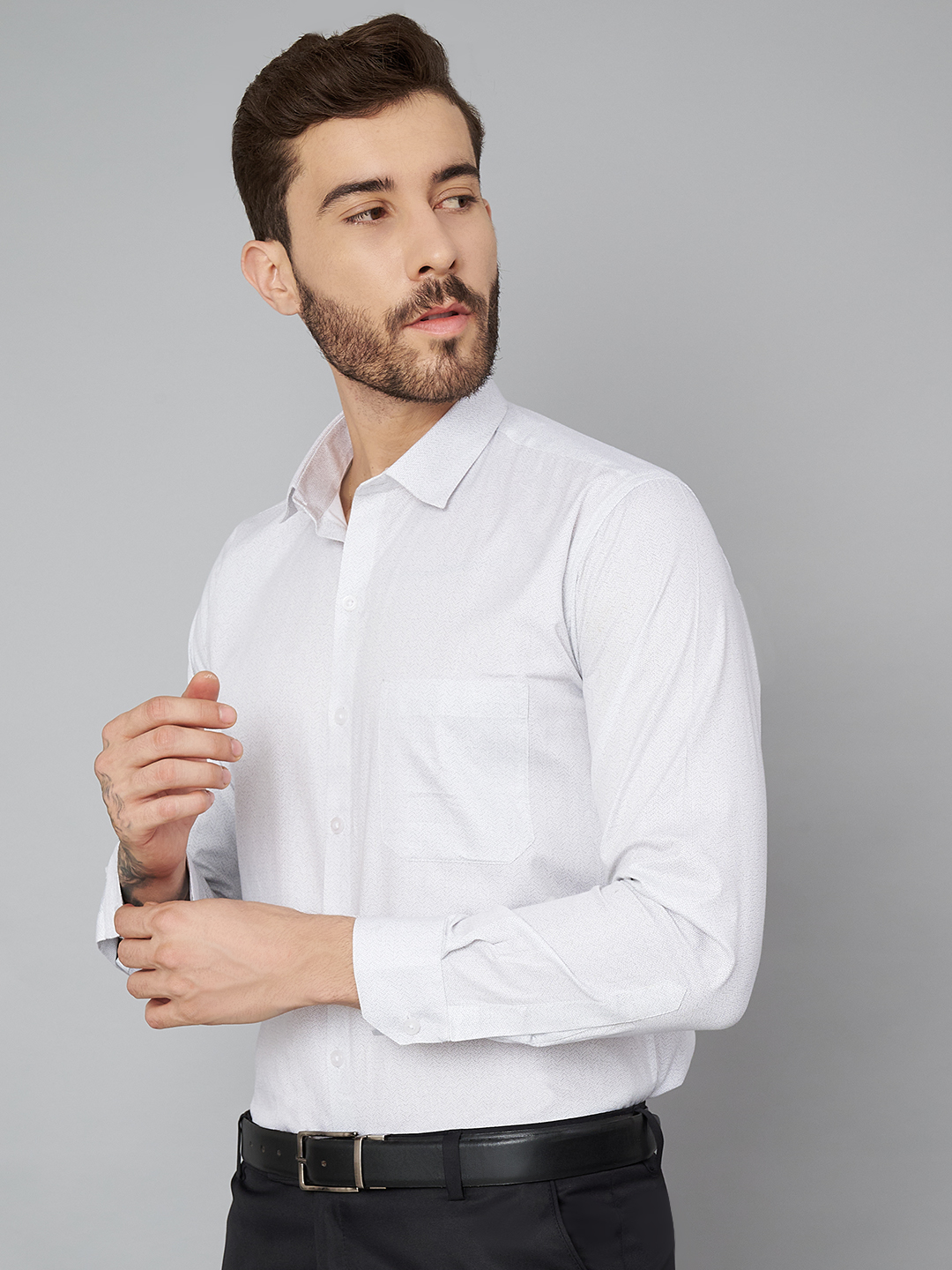 White Printed Mens Formal Shirt A