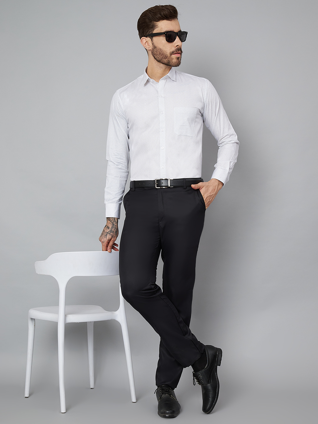 White Printed Mens Formal Shirt A