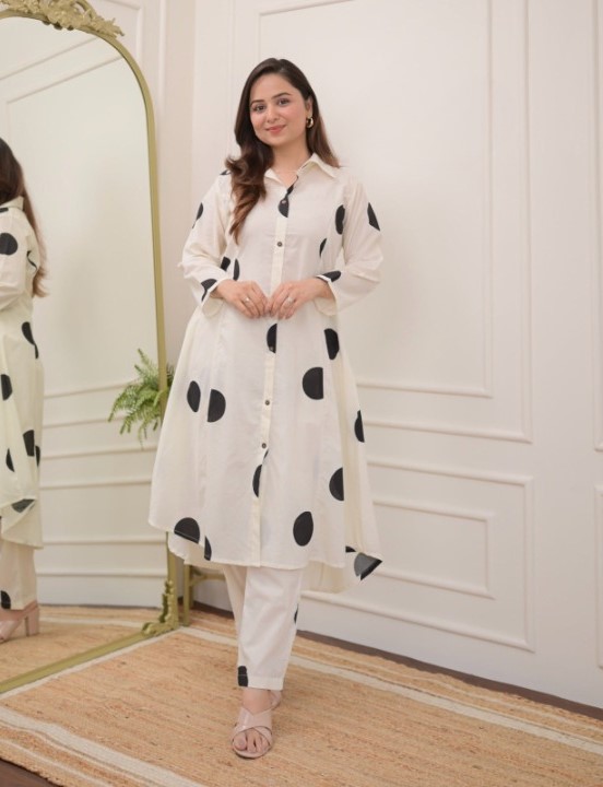 Cotton Polka Dot Kurti with Pant