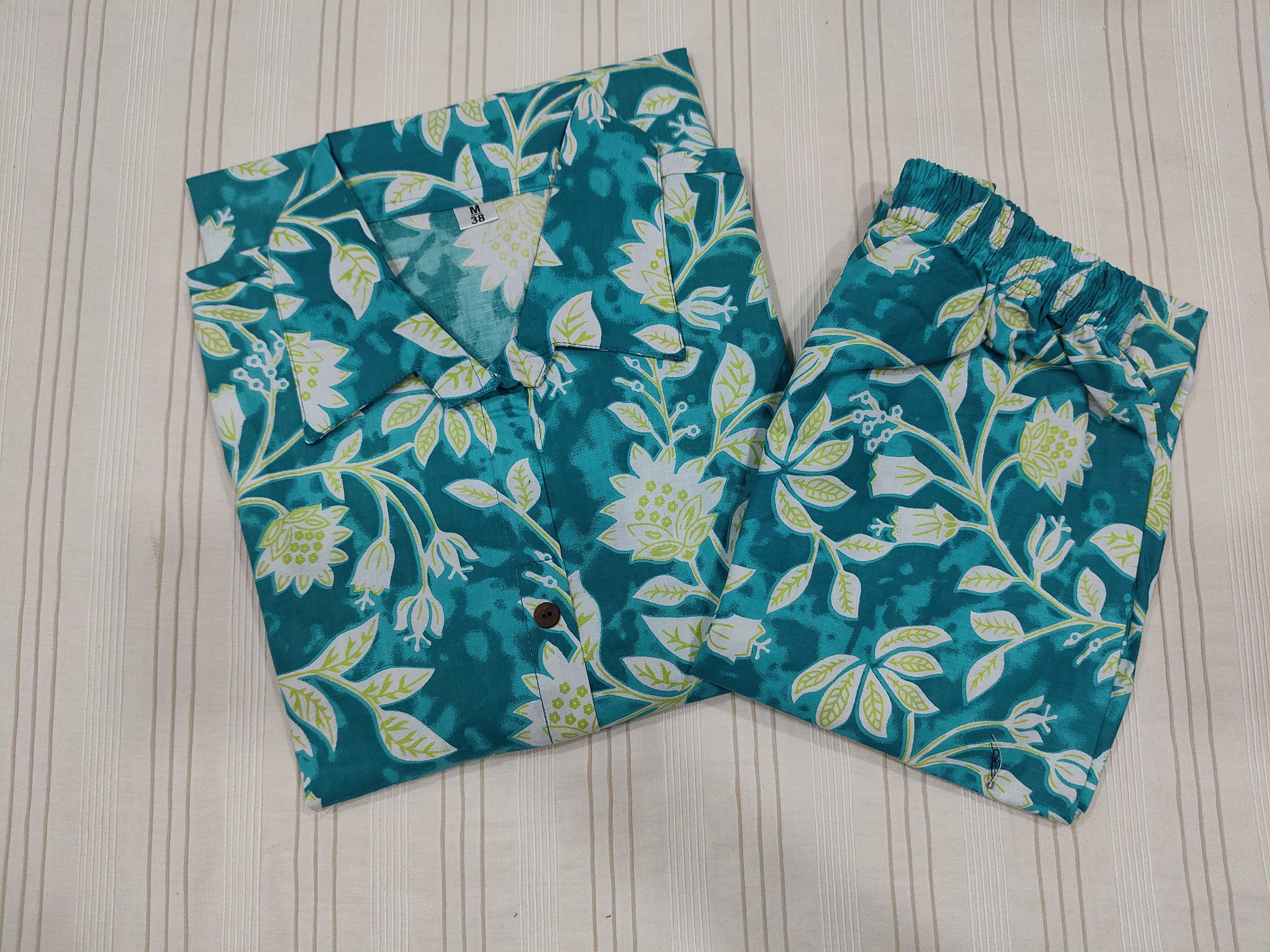 Blue Cotton Printed Kurti with Pant V5