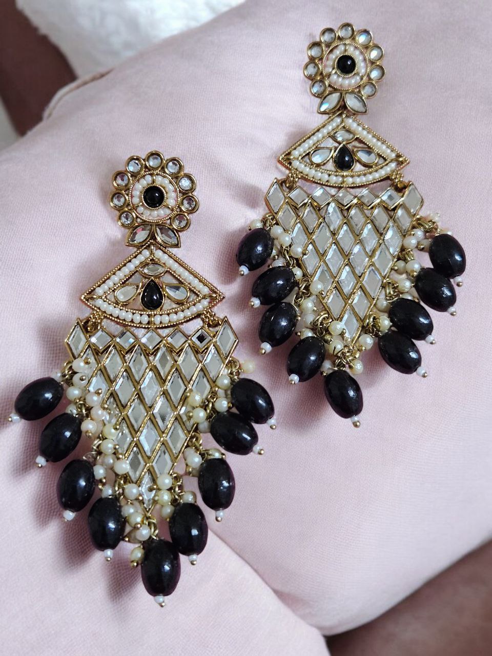 Saraswati Black Earrings
