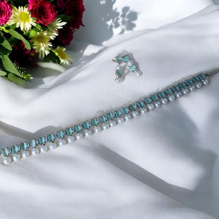 Shreya Mint Pearl Set