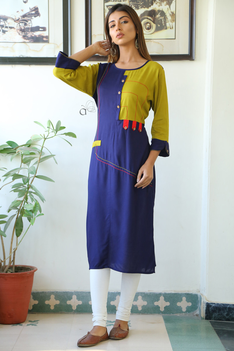 Solid Blue Colour Kurti
