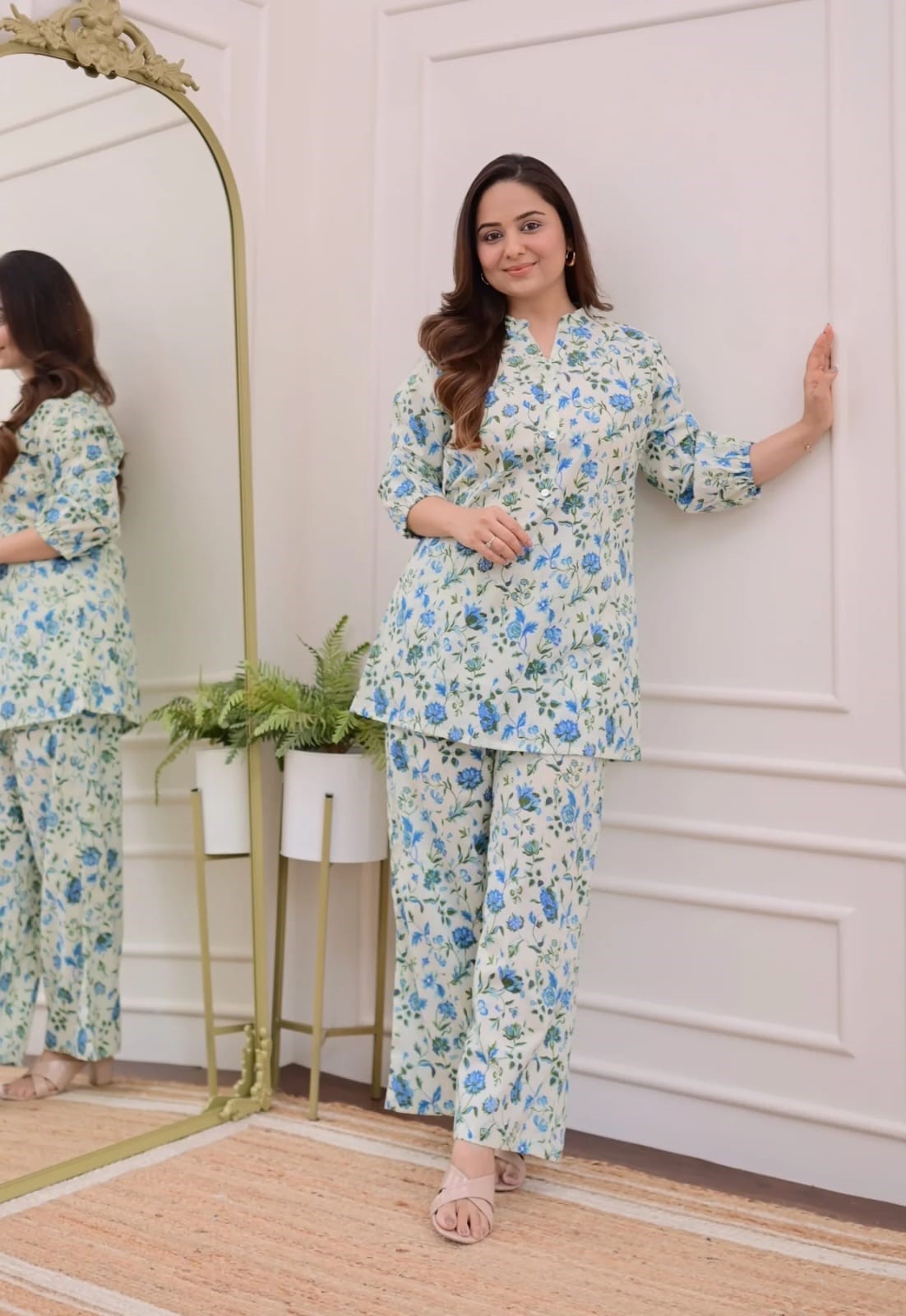 Blue Printed cotton Co-ord set