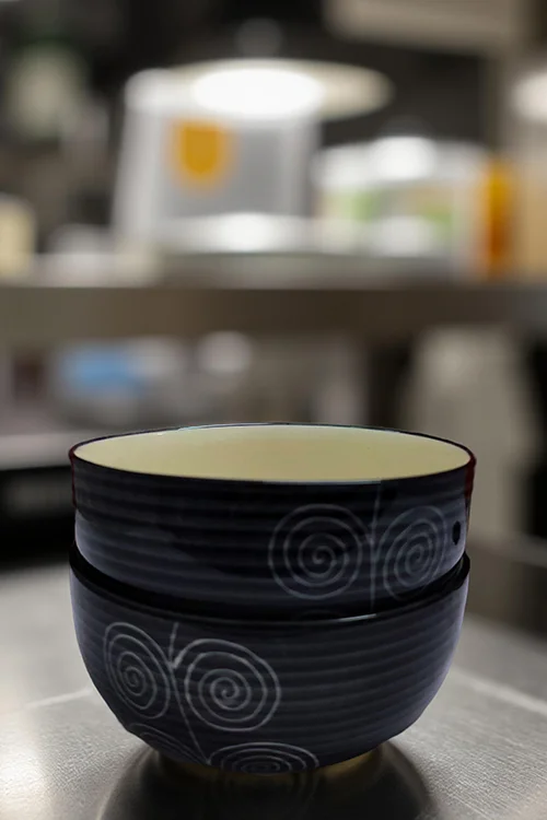 Hand-Painted Ceramic Dinner Set Mixing Bowls Black Spiral Design, Set of 2 (6 Inch) | Elegant Serving Bowls, Ideal for Gifted