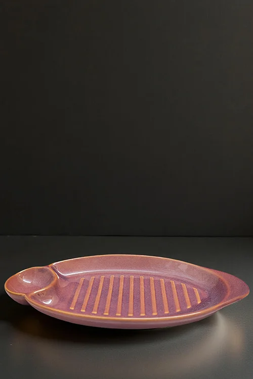 Dual Tone Glossy Finish 13-Inch Oval Ceramic Dip Platter Ideal for Gifted