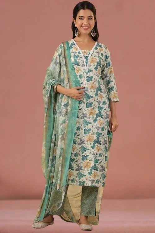Readymade Multicolor Kurta Set with Dupatta for Women