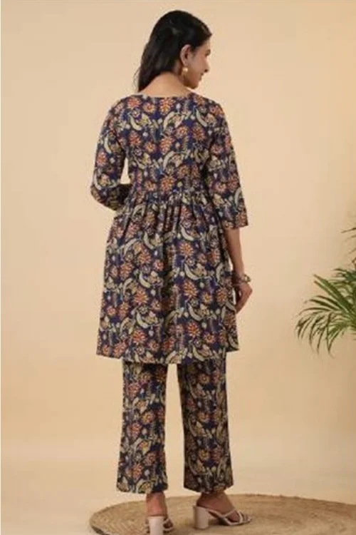 Women’s Blue Cotton Angrakha Co-ord Set