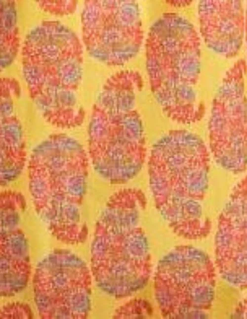 Yellow Pure Cotton Printed Long Anarkali Sleeveless One Piece Suit