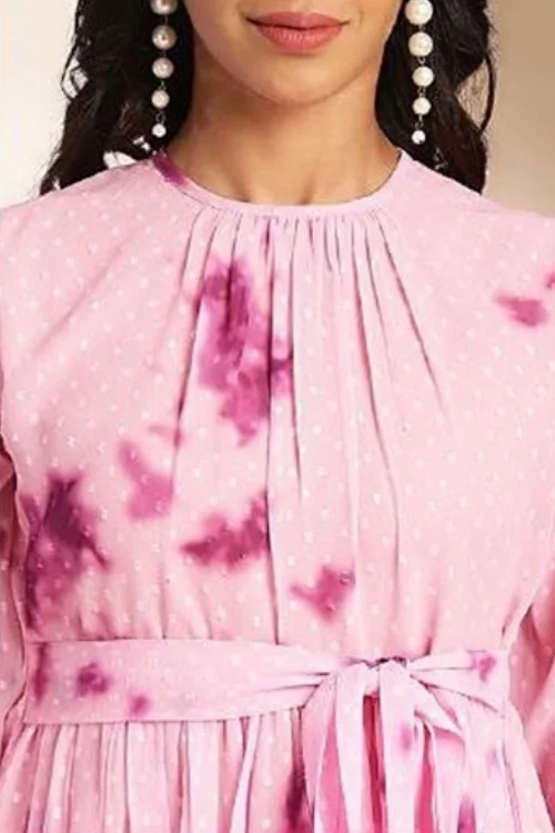 Pink Fit & Flare Western Dress for Women – Elegant & Stylish