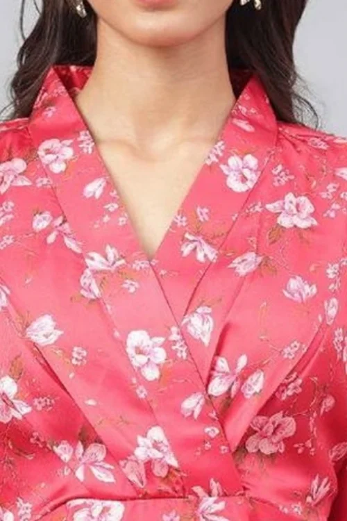 Red Women’s Satin Top with Palazzo Set