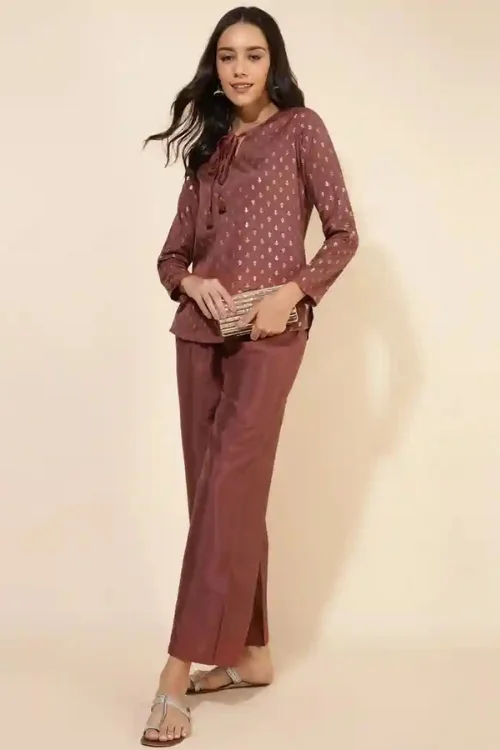 Women’s Brown Crepe Co-ord Set