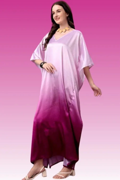 Women’s Purple & White Long Kaftan