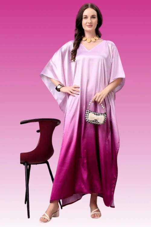 Women’s Purple & White Long Kaftan