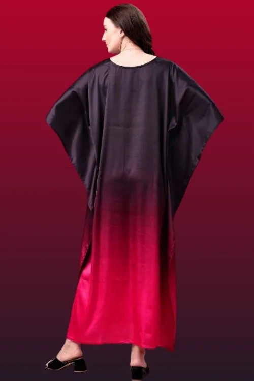 Women’s Black & Red Two-Tone Long Kaftan in Poly Japan Satin