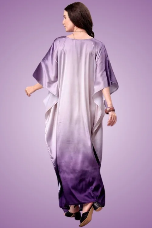 Elegant Two-Tone Poly Japan Satin Long Kaftan for Women