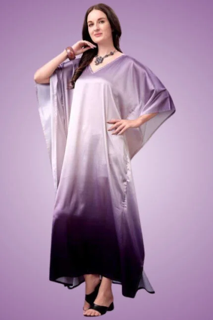 Elegant Two-Tone Poly Japan Satin Long Kaftan for Women