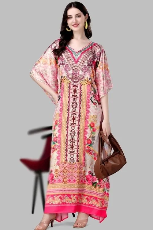 Kaftan Long Kurti with Digital Print for Women flower print