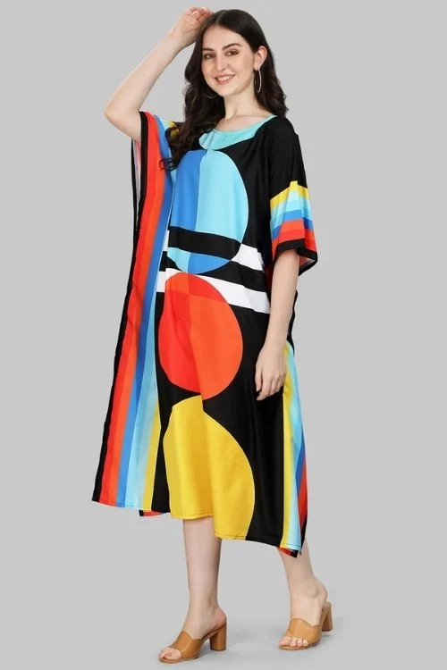 Kaftan Short Kurti with Digital Print multicolor