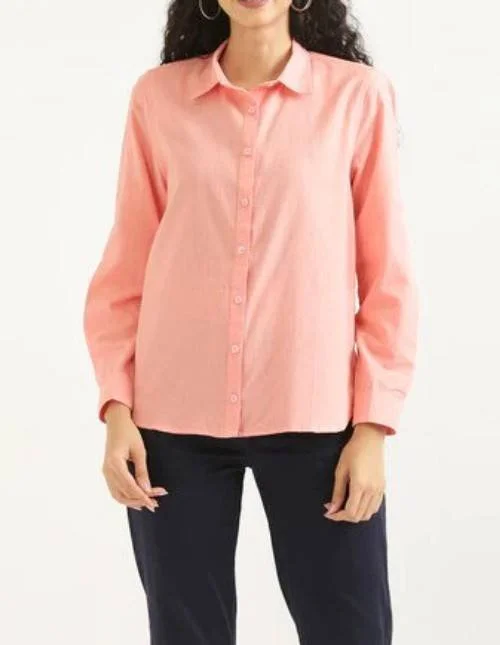 Airy Peach Linen Shirt for Women | Soft Lightweight Everyday Summer Shirt