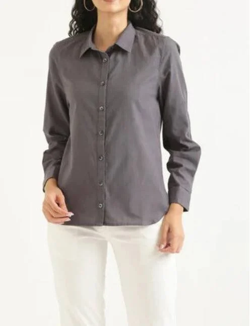 Slate Grey Airy-Linen Shirt for Women