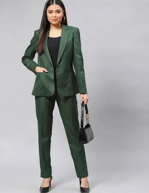 Olive Green 2 Piece Suit For Women