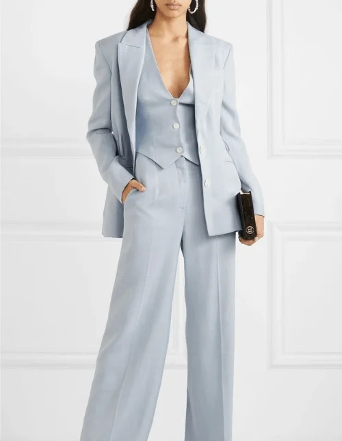 Blue 3-Piece Suit for Women with Waistcoat | Tailored Blazer, Waistcoat & Trousers Set