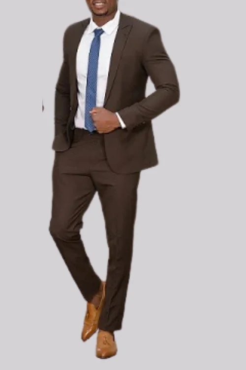 Formal Brown Men’s Attire Formal Two Piece Suit (Coat & Pant)