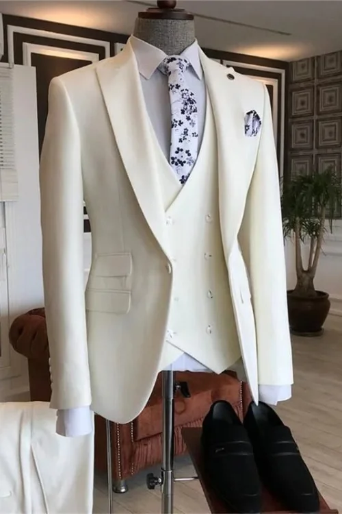 White Formal Three-Piece Suit for Men – Classic Sophistication & Timeless Elegance