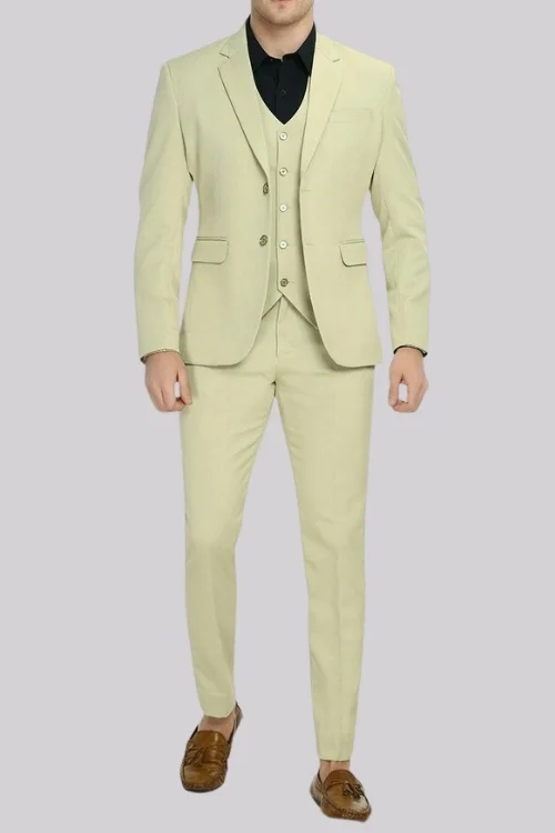 Light Lemon Formal Three Piece Suit Elegant Partywear for Men