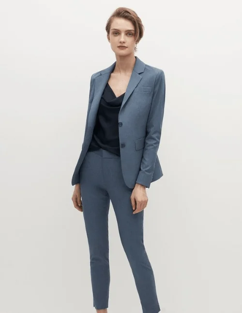 Pencil Grey 2 Piece Formal Suit For Women Coat Pant