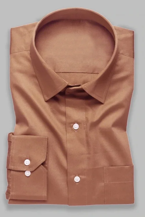 Men Giza Cotton Sienna Brown Shirt – Luxurious Comfort