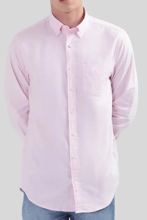 Pink Solid Cotton Linen Shirt Formal Wear for Men