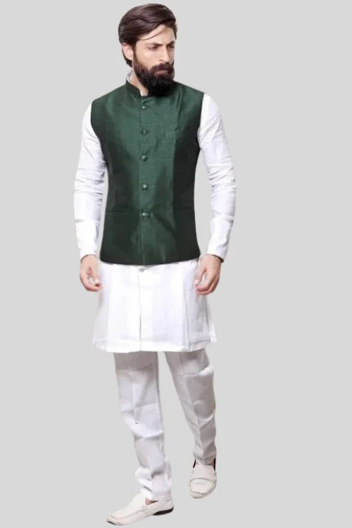 Dark Green Nehru Jacket/Sadri for Men– A Perfect Blend of Tradition & Modern Style