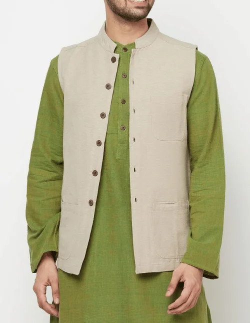 Stylish Men Beige Nehru Jacket/Sadri