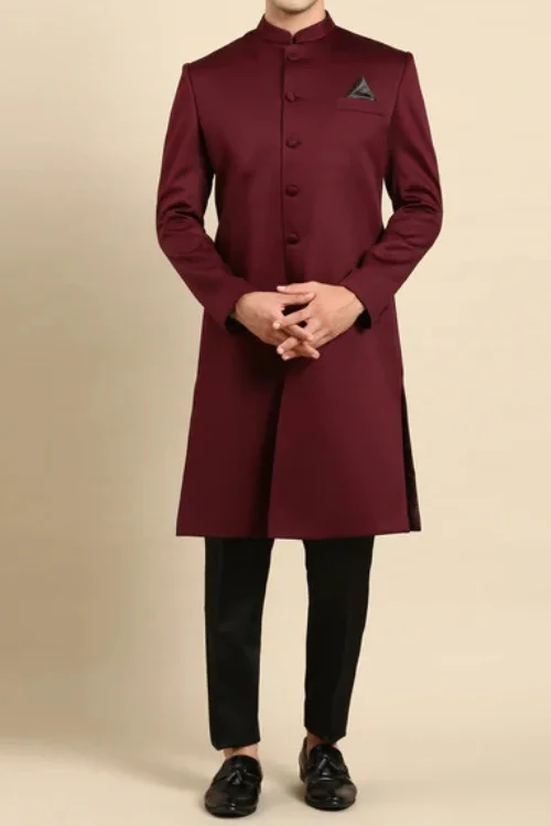 Wine Classic Jodhpuri Achkan Set Unmatched Elegance and Refinement
