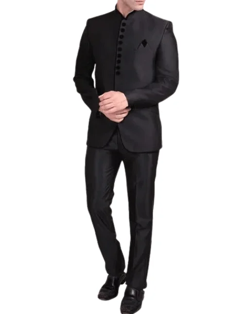 Premium Black Solid Jodhpuri Suit – Royal Look