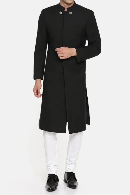 Black Wedding Jodhpuri Achkan Set – A Timeless Symbol of Royal Elegance FOR MEN