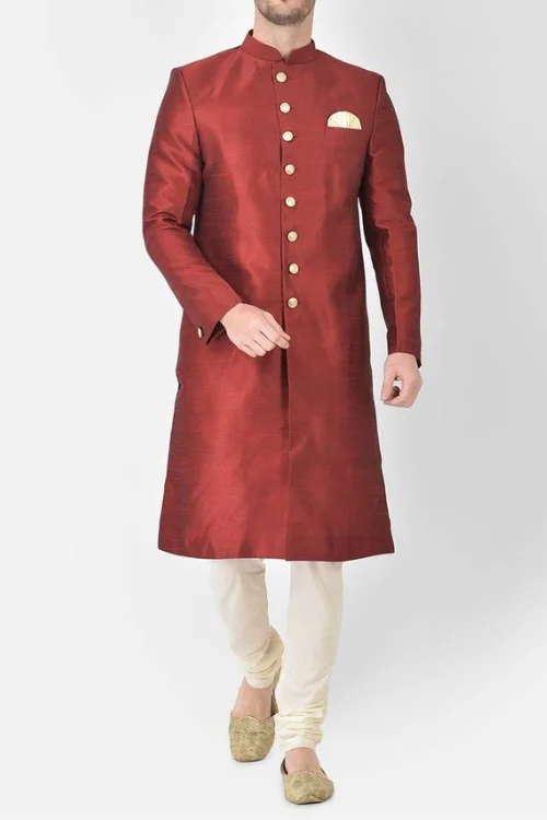 Royal Maroon Cotton Jodhpuri Achkan Set Grace in Every Thread