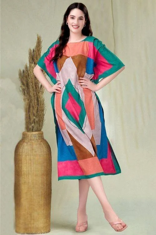 Digital Printed 3/4 Kaftan Kurti Stylish