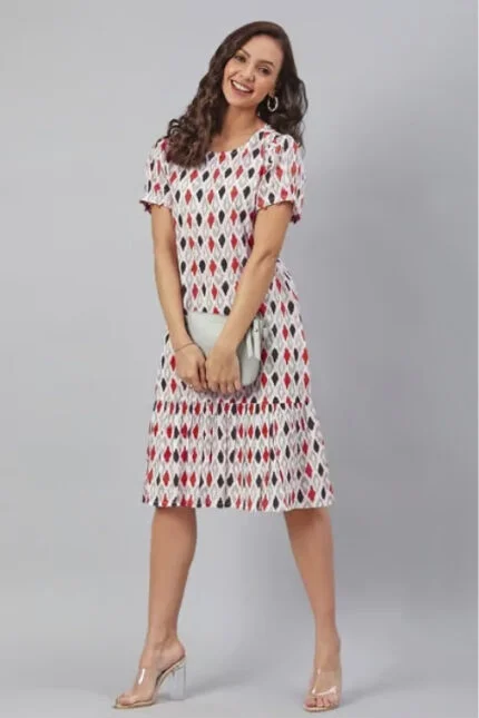 Crimson Royale Knee-Length Cotton Dress