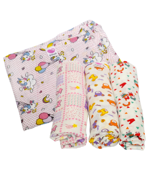 PAULI 100% Cotton Muslin Swaddles Wrap I Set of 2 I 100x100 cm I Soft Swaddle Cloth for New Born Baby (0-6 Months) I Attractive Multicolor Swaddle (Unicorn and Bunny)